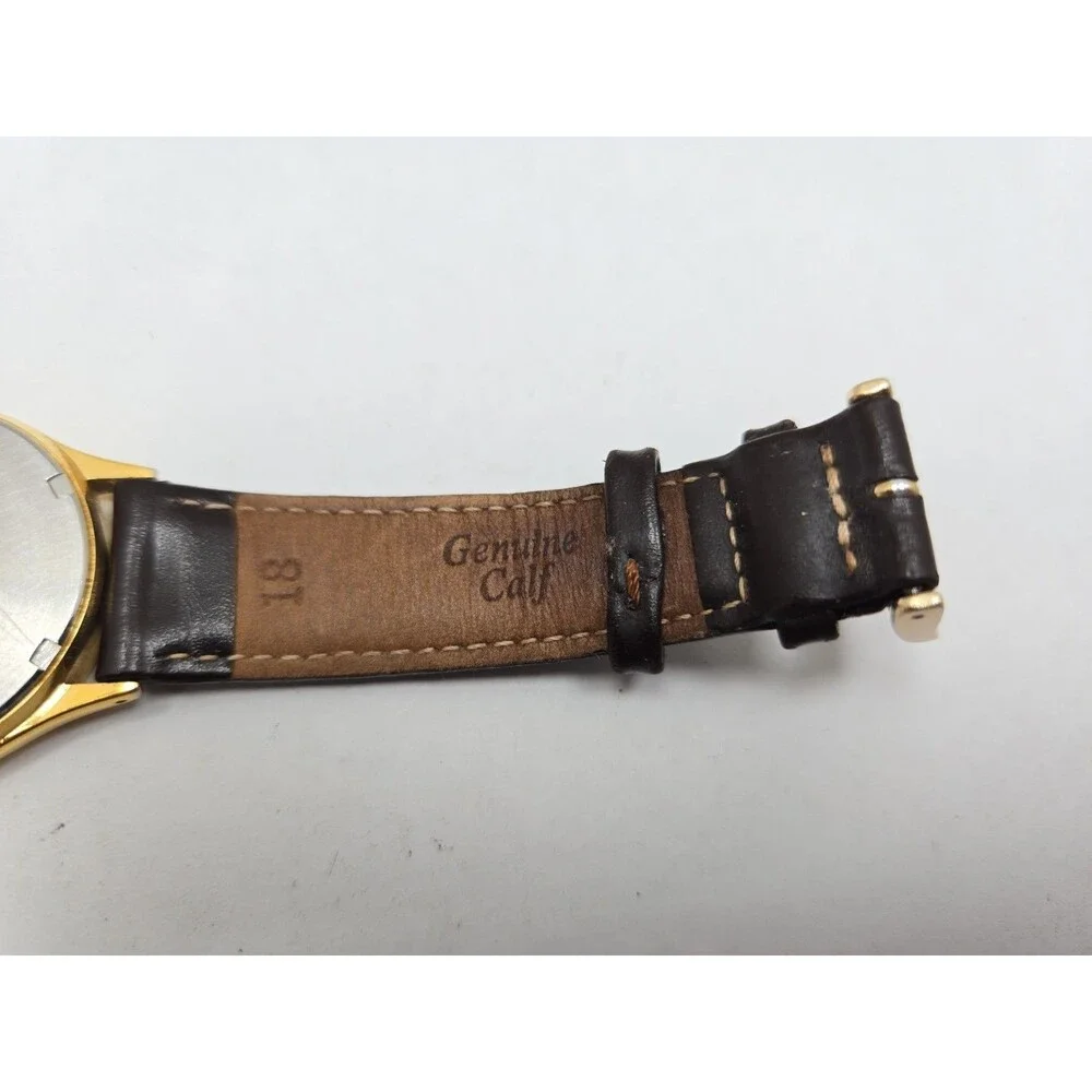 Vintage Seiko SQ 5Y23-7079 Mens 34mm Gold Tone Day Date Quartz Watch New Battery